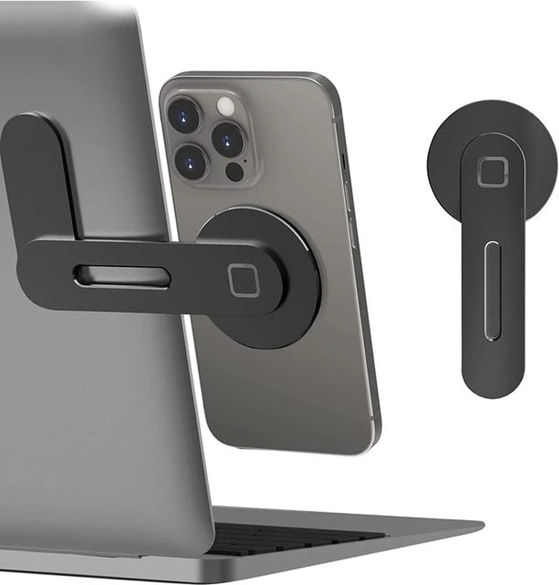 "Ultimate Magnetic Laptop Phone Holder - Perfect Slim Solution for iPhone 14/13/12 Series and All Phones - Foldable Design for Convenient Use on Computer Monitors!"