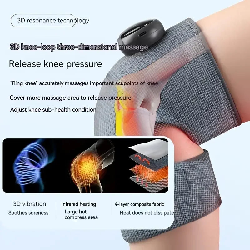 3-in-1 Therapeutic Vibration Heated Knee, Elbow, and Shoulder Brace with Adjustable Modes