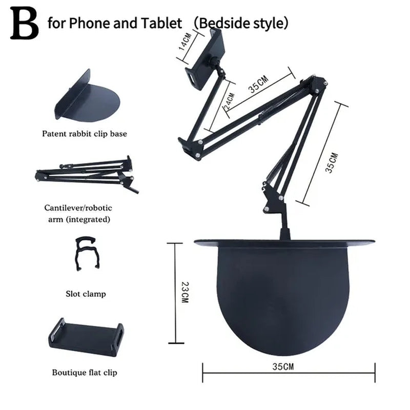 "Ultimate FlexiStand: Revolutionary Retractable 360° Rotating Phone & Tablet Holder for Bedside Bliss and Effortless Entertainment!"